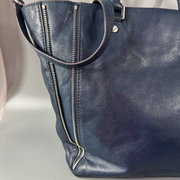 MICHAEL MICHAEL KORS NEWMAN NAVY BLUE LEATHER LARGE TOTE,SHOULDER BAG,CROSSBODY - Picture 7 of 15